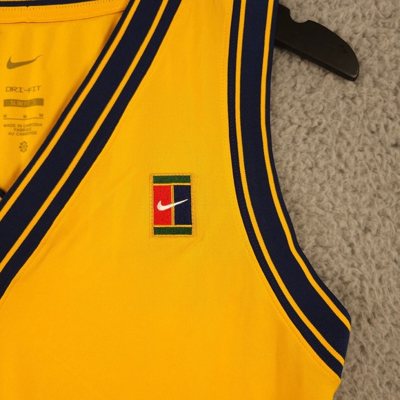Nike Tennis Dress Womens Medium Yellow Blue Court Dri Fit Slam NY Slim Fit NEW - Picture 10 of 12